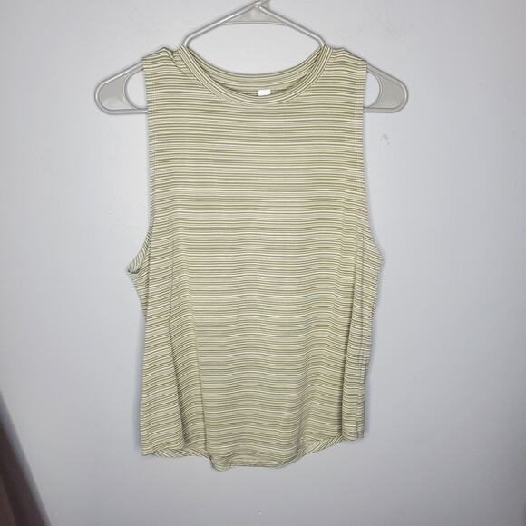 Athleta Cloudlight Striped Muscle Tank Top Stripe Sage Green Athletic XS - Picture 2 of 9